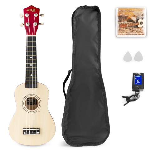 MAX UKEY Natural Ukulele Soprano SET